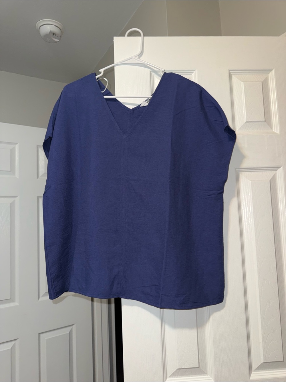 Double Zero Navy V-Neck Boxy Blouse